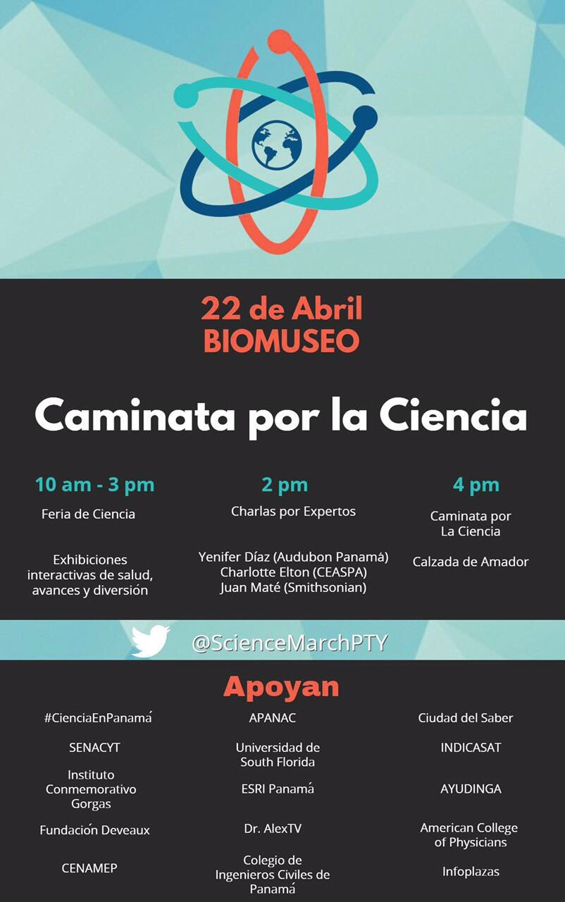 Caminata por la Ciencia Flyer, BioMuseo, Calzada de Amador, April 22, 2017